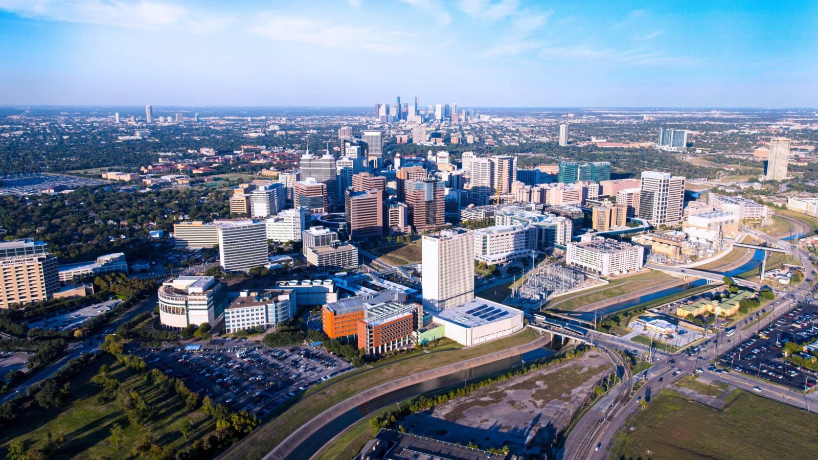 aerial view of downtown dallas, texas at The WESTON