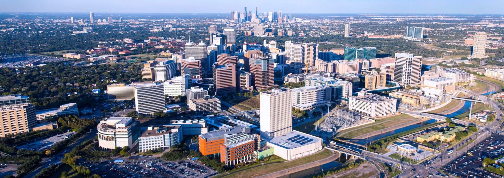 aerial view of downtown dallas, texas at The WESTON